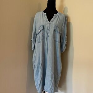 LOFT Soft Blue Casual Midi Dress